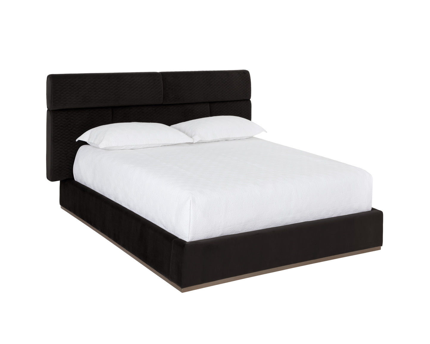 NAHLA BECKHAM BED - QUEEN - QUILTED ABBINGTON CHARRED BROWN