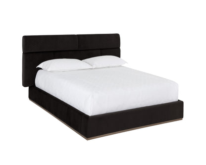 NAHLA BECKHAM BED - QUEEN - QUILTED ABBINGTON CHARRED BROWN