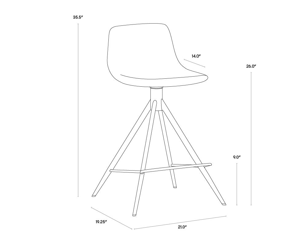 NAHLA ANDRES SWIVEL COUNTER STOOL - BELFAST KOALA GREY