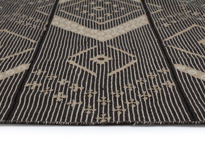 NAHLA ASANA HAND-WOVEN RUG - BLACK / TAN - 8' X 10'