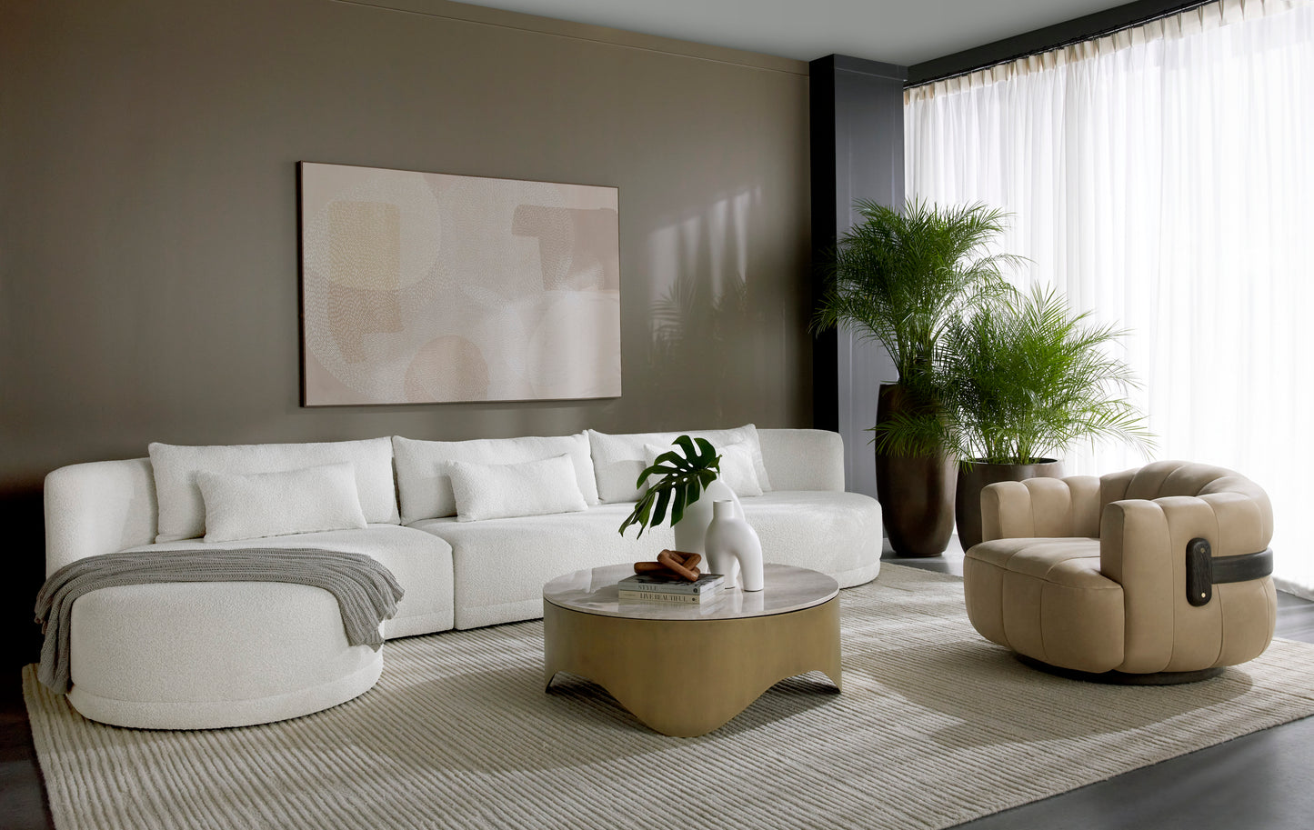 NAHLA LAKEN SOFA CHAISE - LAF - COPENHAGEN WHITE