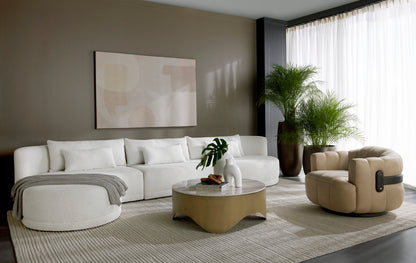 NAHLA LAKEN SOFA CHAISE - LAF - COPENHAGEN WHITE