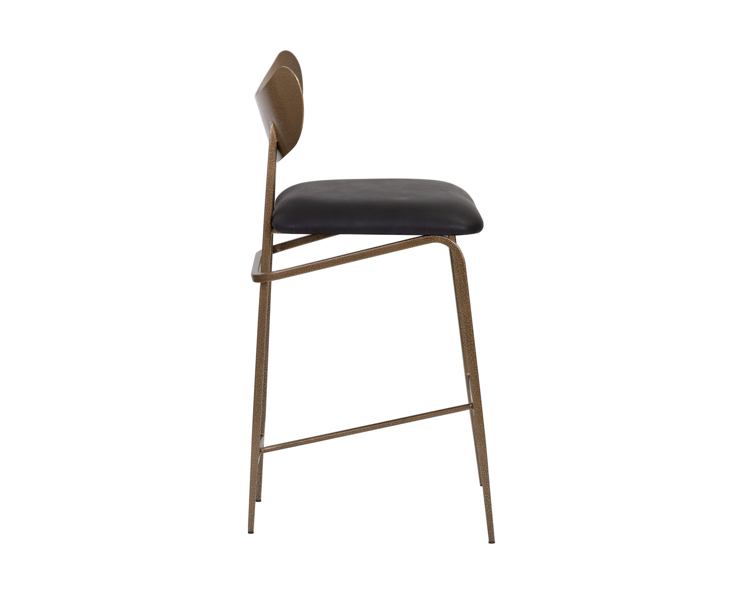 NAHLA GIBBONS COUNTER STOOL - ANTIQUE BRASS - CHARCOAL BLACK LEATHER