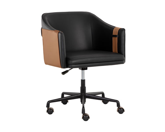 NAHLA CARTER OFFICE CHAIR - NAPA BLACK / NAPA COGNAC