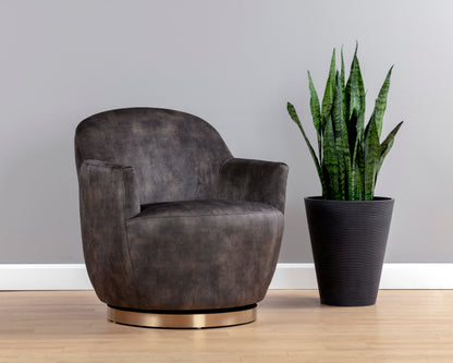 NAHLA CASEY SWIVEL LOUNGE CHAIR - NONO SHITAKE