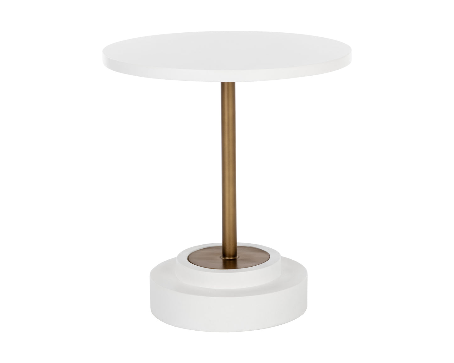 NAHLA MARLOWE BISTRO TABLE - ANTIQUE BRASS - WHITE - 27.5"