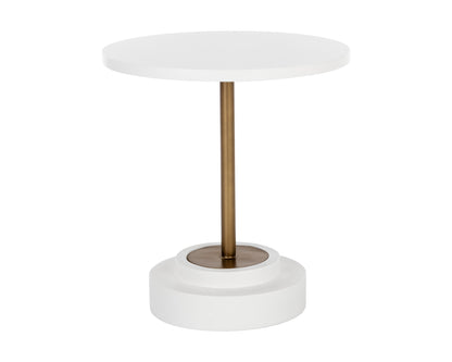 NAHLA MARLOWE BISTRO TABLE - ANTIQUE BRASS - WHITE - 27.5"