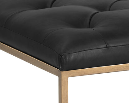 NAHLA ENDALL OTTOMAN - ANTIQUE BRASS - VINTAGE BLACK NIGHT LEATHER