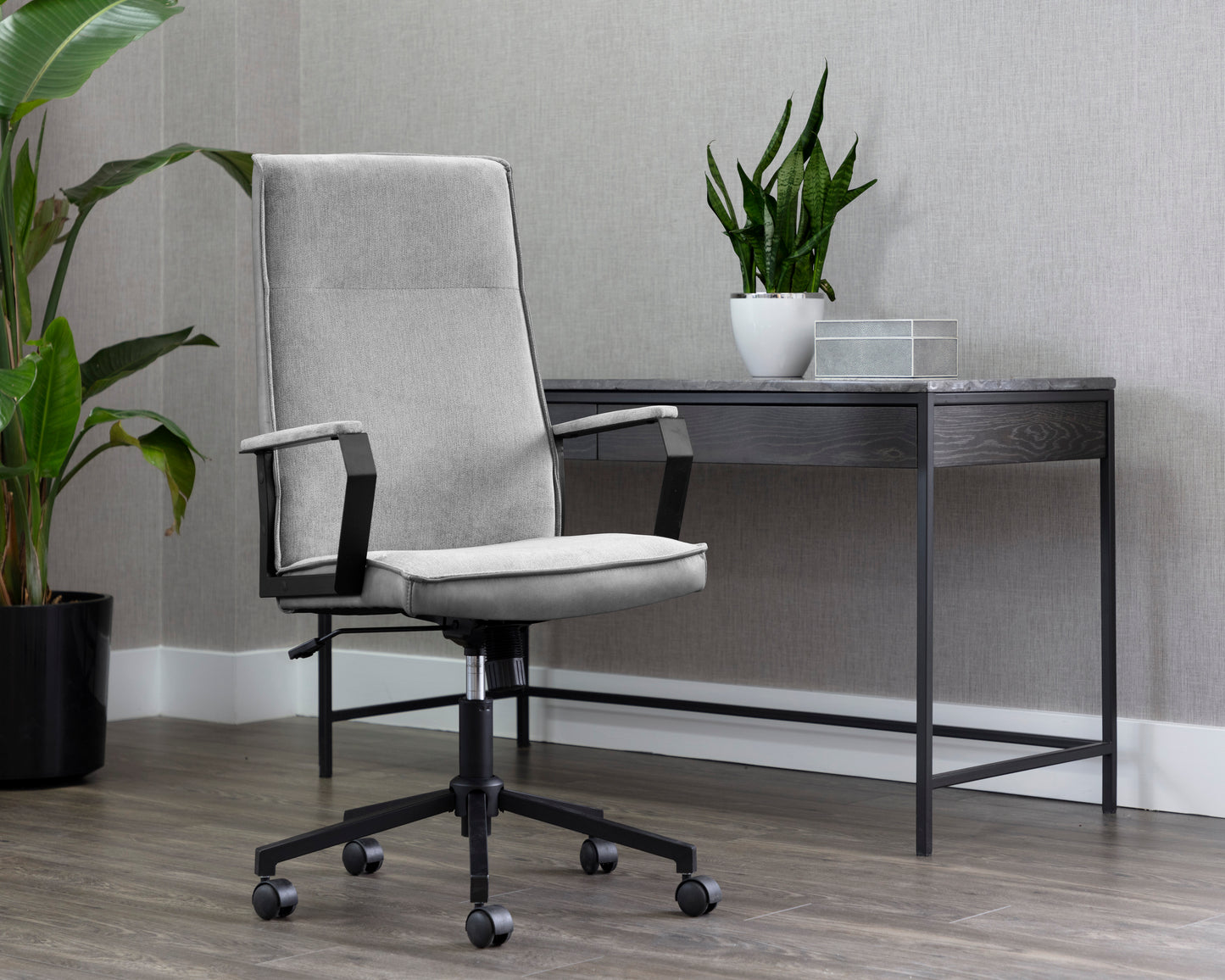 NAHLA SWANSON OFFICE CHAIR - POLO CLUB STONE / BRAVO METAL