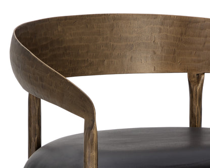 NAHLA ZANATTA COUNTER STOOL - CHARCOAL BLACK LEATHER