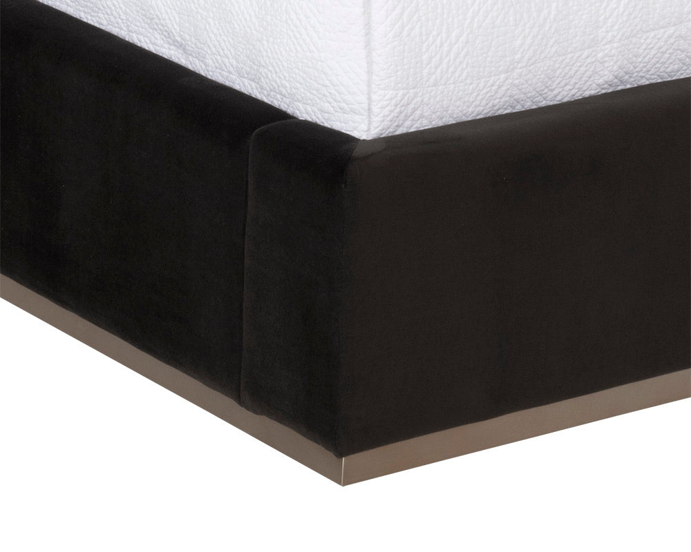 NAHLA BECKHAM BED - QUEEN - QUILTED ABBINGTON CHARRED BROWN