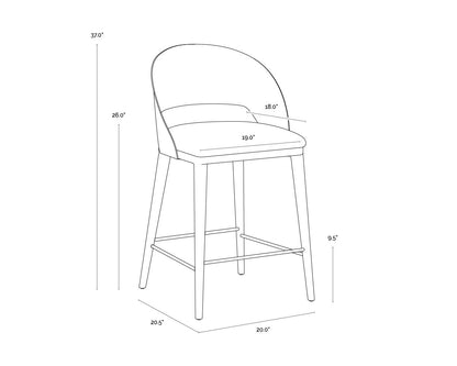 NAHLA DEZIRAE COUNTER STOOL - BLACK - COGNAC LEATHER