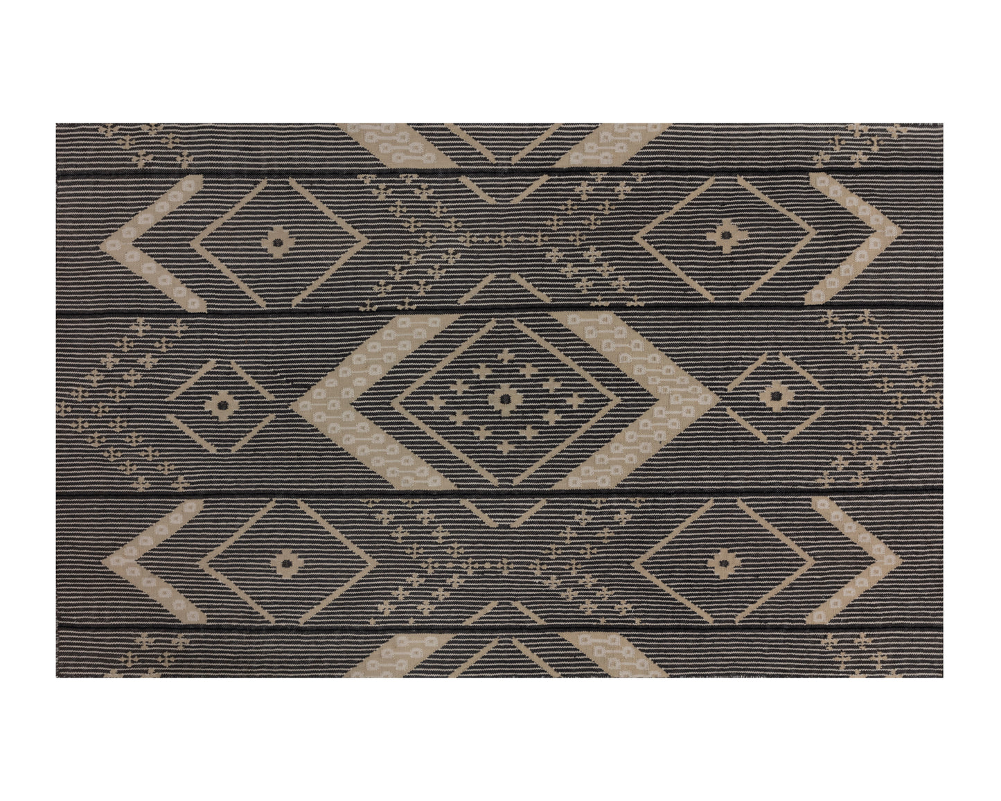 NAHLA ASANA HAND-WOVEN RUG - BLACK / TAN - 5' X 8'