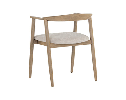 NAHLA JEREMY DINING ARMCHAIR - WEATHERED OAK - DOVE CREAM