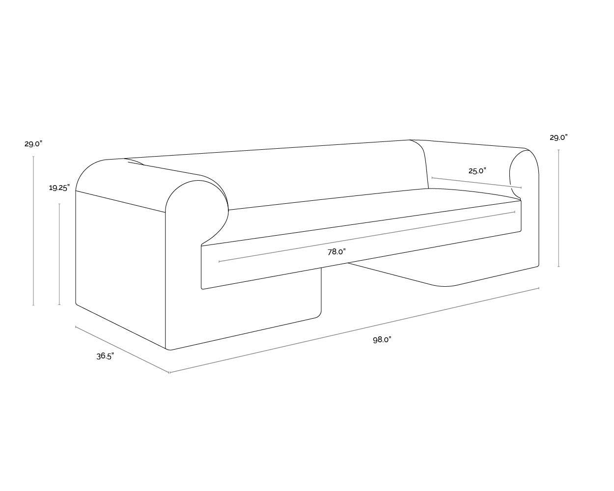 NAHLA IONIC SOFA - MEG GOLD