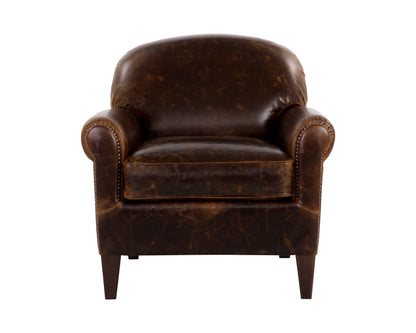 NAHLA BASTONI LOUNGE CHAIR - CHOCOLATE LEATHER