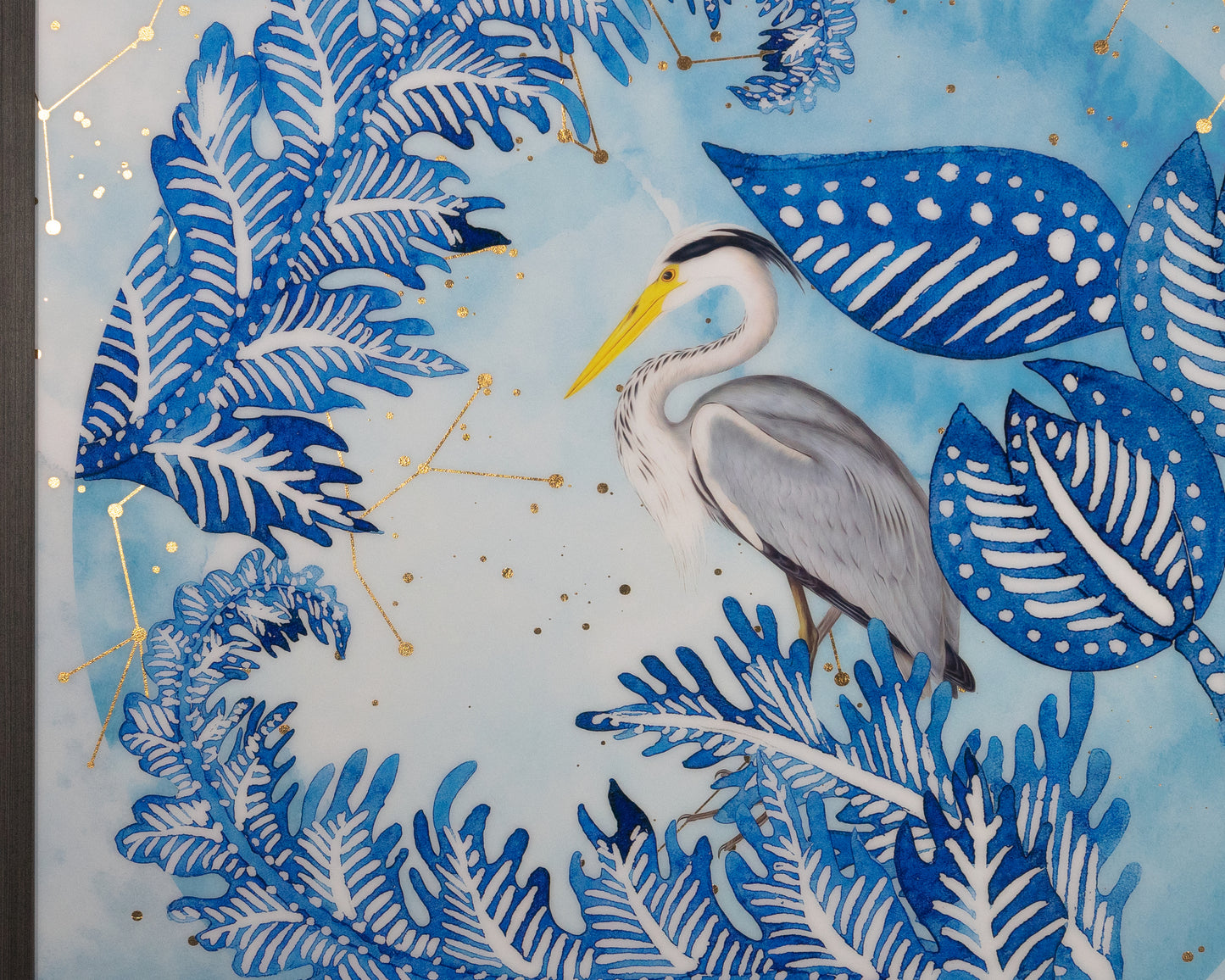 NAHLA BLUE HERON - 48" X 48" - CHARCOAL FRAME