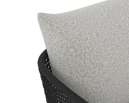 NAHLA CAPRI DINING ARMCHAIR - SMOKE GREY - COPACABANA MARBLE