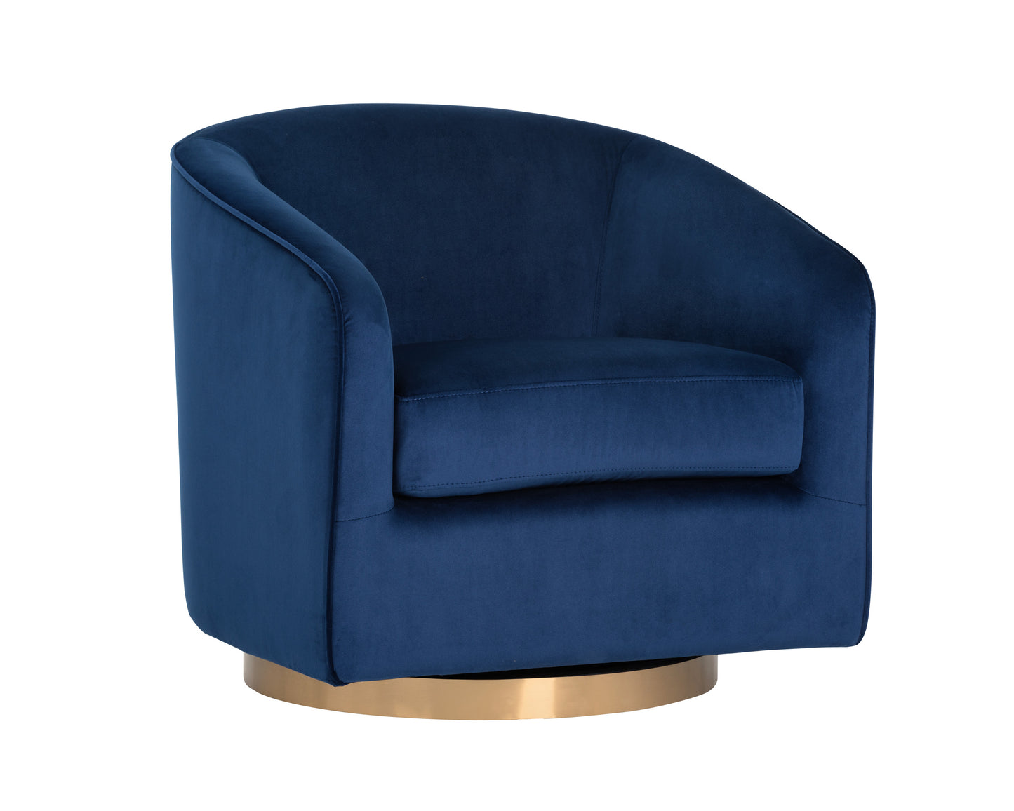 NAHLA HAZEL SWIVEL LOUNGE CHAIR - GOLD - NAVY BLUE SKY