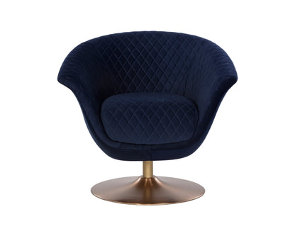 NAHLA CARINE SWIVEL LOUNGE CHAIR - QUILTED ABBINGTON NAVY