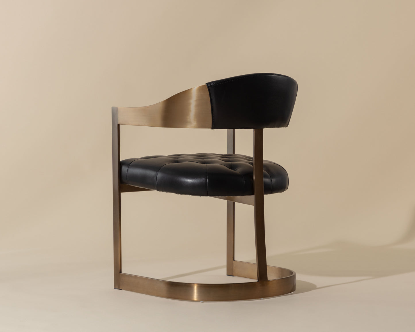 NAHLA BEAUMONT DINING ARMCHAIR - ANTIQUE BRASS - CANTINA BLACK