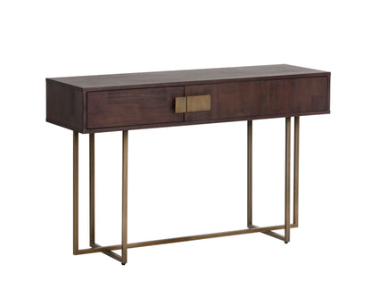 NAHLA JADE CONSOLE TABLE - ANTIQUE BRASS - DARK MANGO