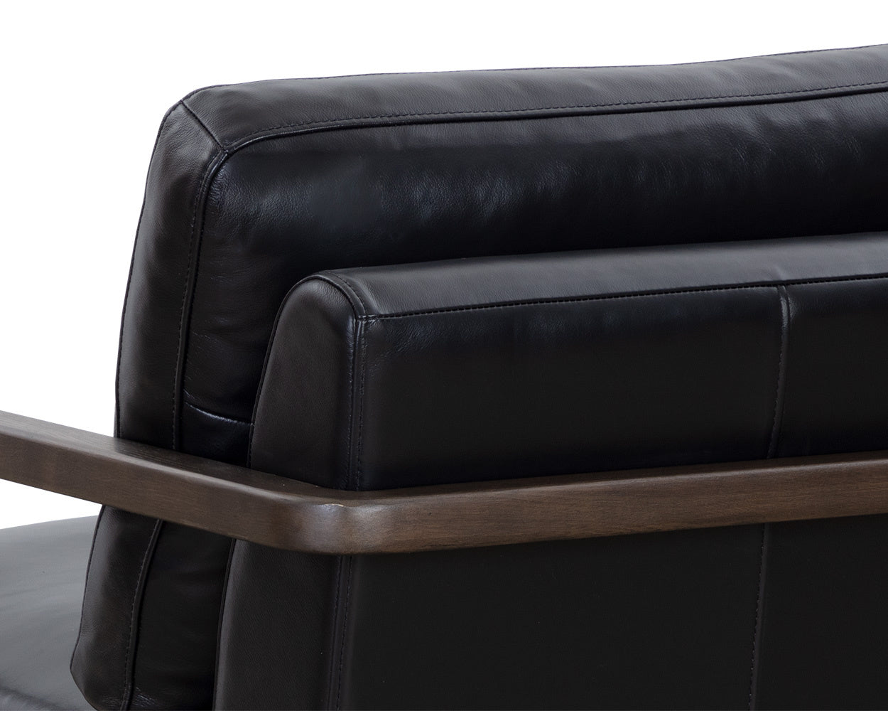 NAHLA CASTELL SWIVEL LOUNGE CHAIR - BROWN - CORTINA BLACK LEATHER