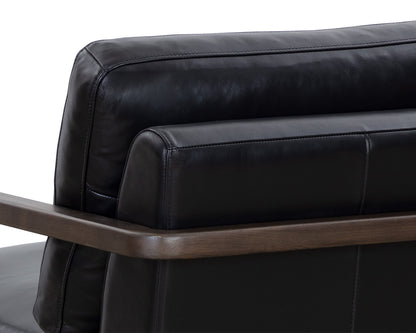 NAHLA CASTELL SWIVEL LOUNGE CHAIR - BROWN - CORTINA BLACK LEATHER