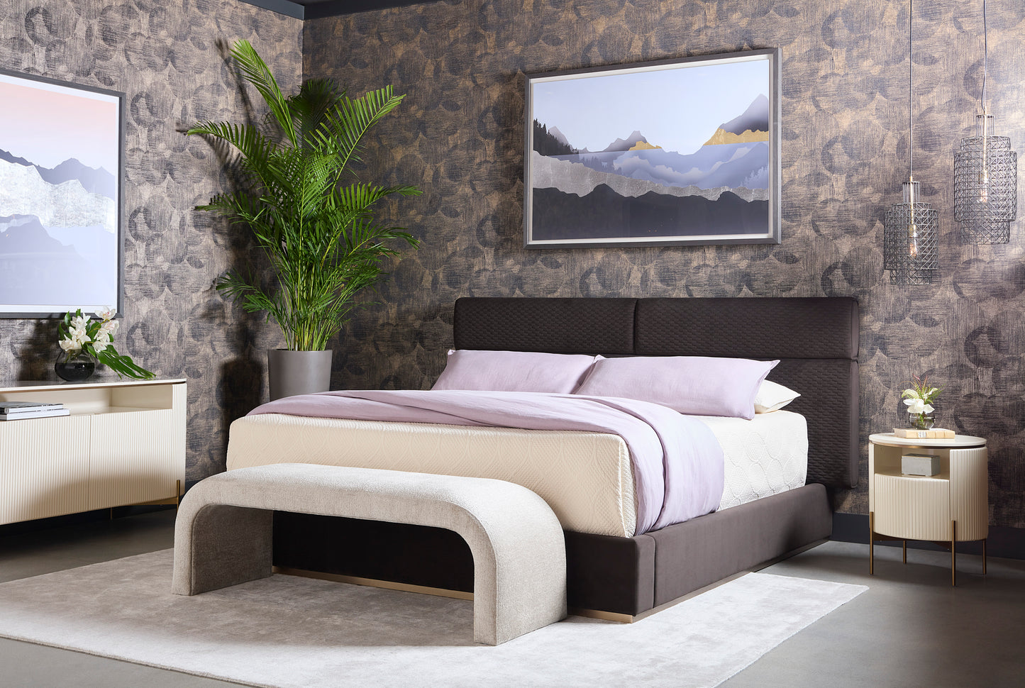 NAHLA BECKHAM BED - QUEEN - QUILTED ABBINGTON CHARRED BROWN