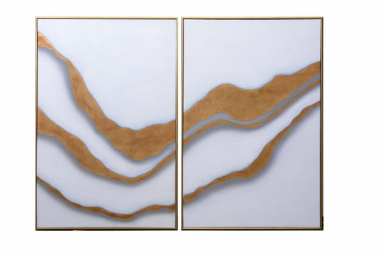NAHLA GOLD ABYSS (SET OF 2) - 40" X 60" - GOLD FLOATER FRAME