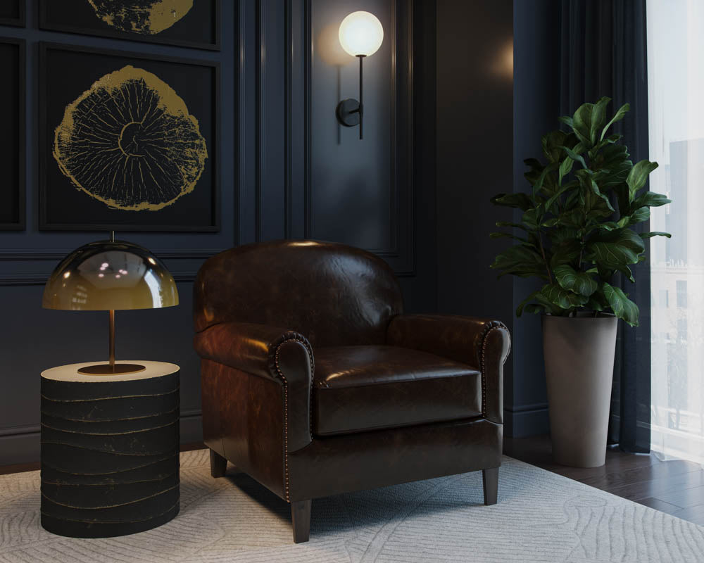 NAHLA BASTONI LOUNGE CHAIR - CHOCOLATE LEATHER