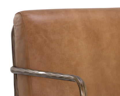 NAHLA LATHAN LOUNGE CHAIR - TAN LEATHER