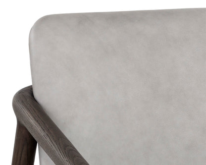 NAHLA CINELLI LOUNGE CHAIR - DISTRESSED BROWN - SALOON LIGHT GREY LEATHER