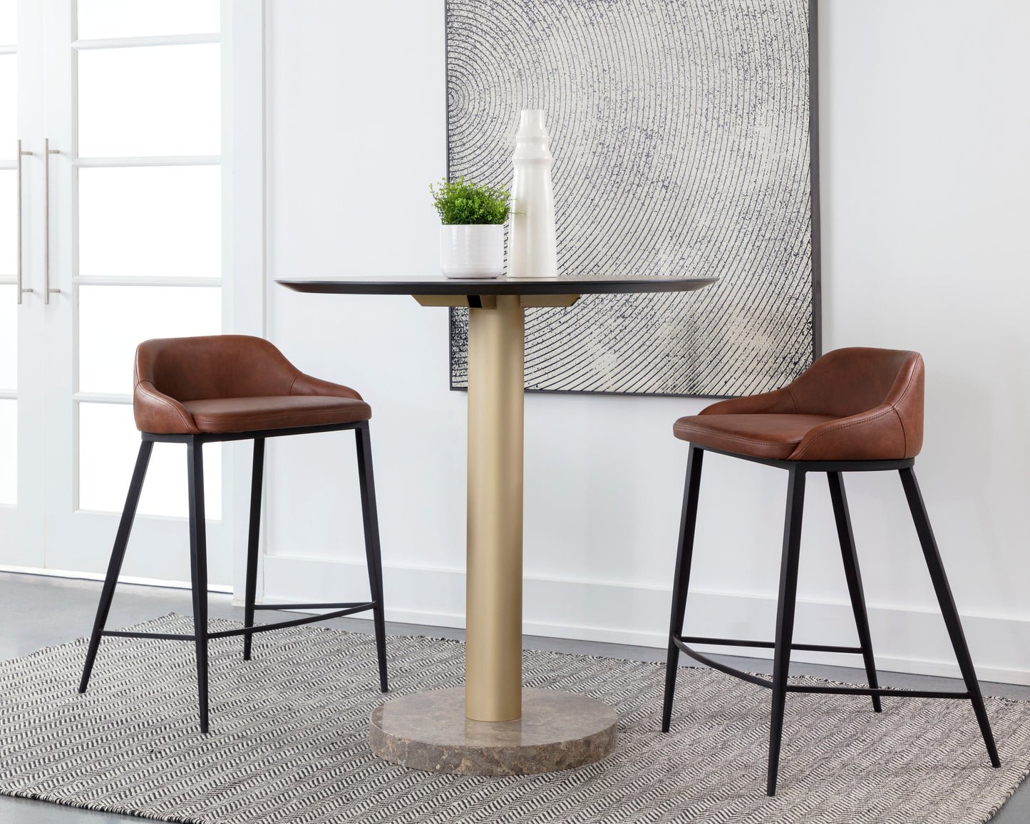NAHLA ASTRA COUNTER STOOL - BLACK - CINNAMON BROWN