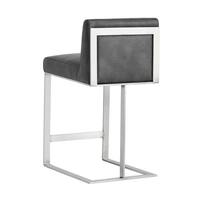 NAHLA DEAN COUNTER STOOL - STAINLESS STEEL - CANTINA MAGNETITE