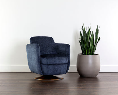 NAHLA GILLEY SWIVEL LOUNGE CHAIR - BERGEN NAVY