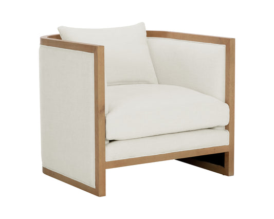 NAHLA CHLOE LOUNGE CHAIR - NATURAL - HEATHER IVORY TWEED