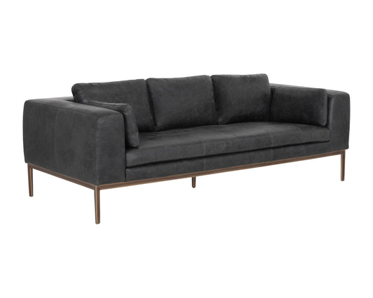 NAHLA BURR SOFA - SERBIA BLACK LEATHER