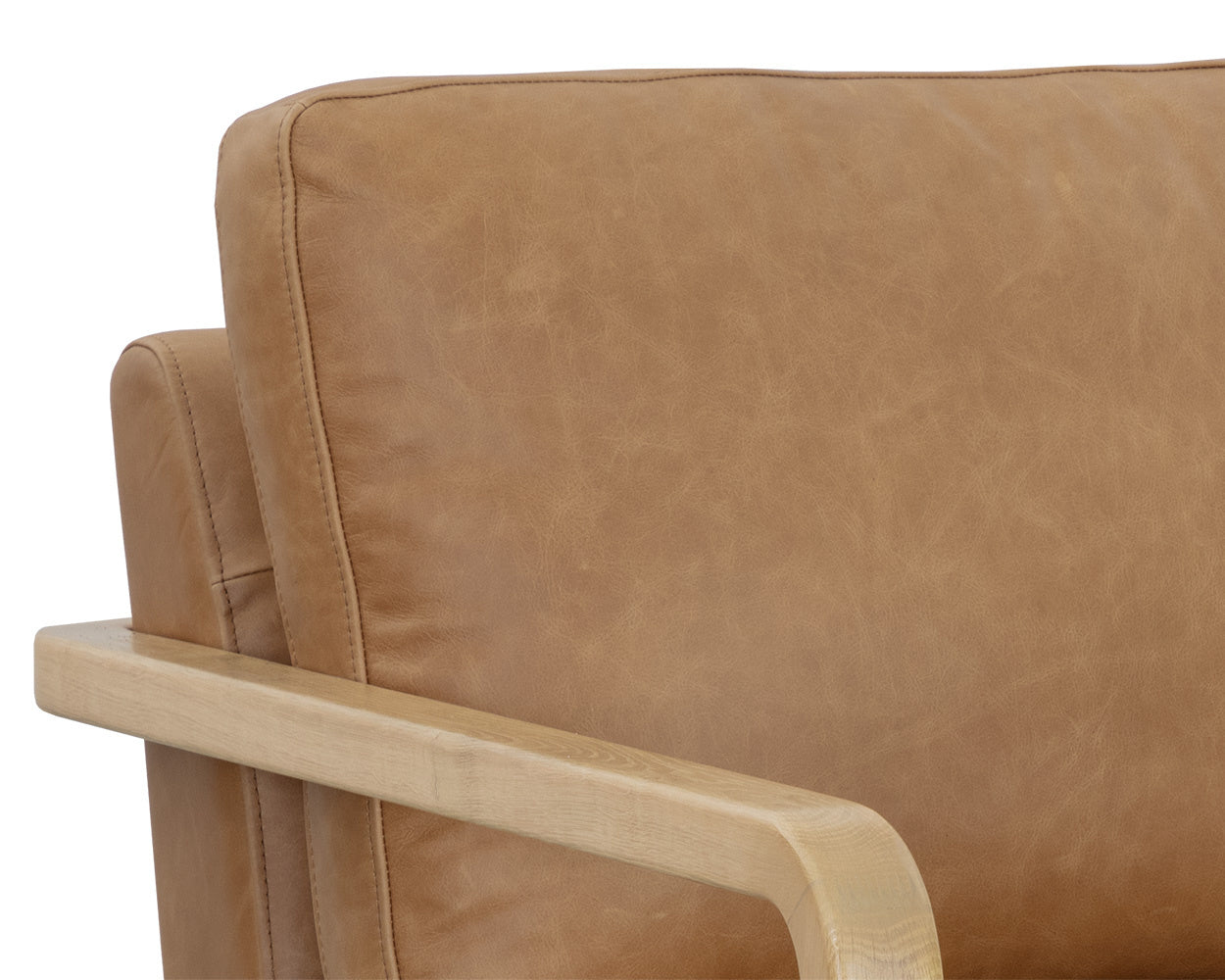 NAHLA CASTELL SWIVEL LOUNGE CHAIR - RUSTIC OAK - LUDLOW SESAME LEATHER