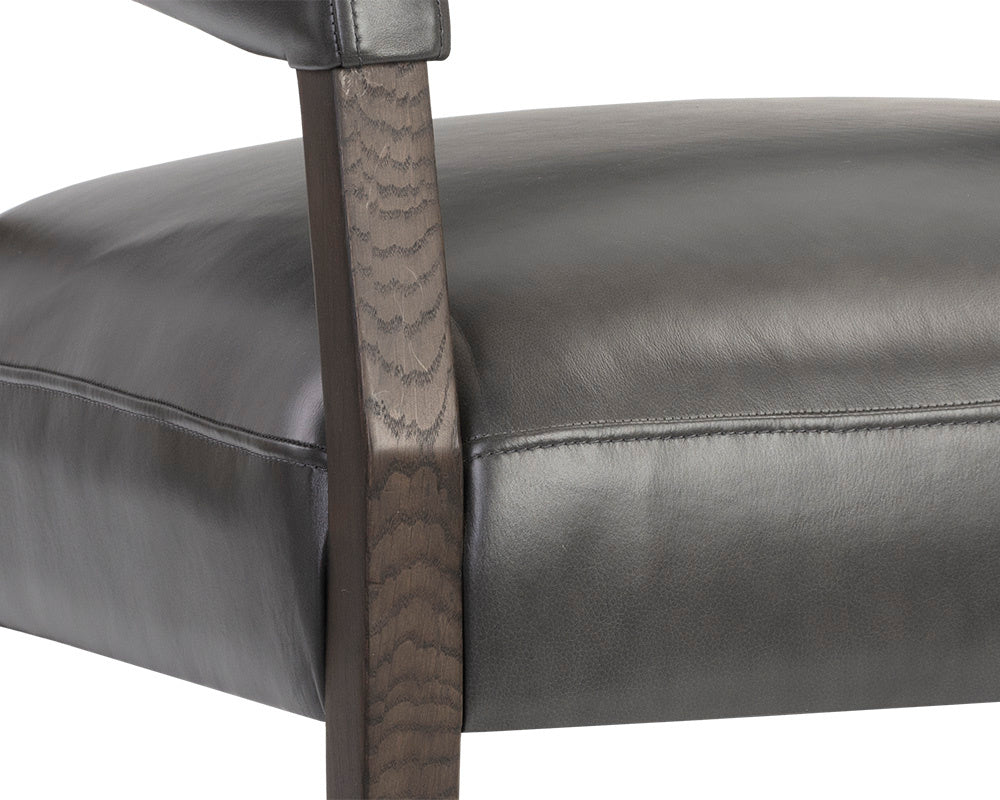 NAHLA CARLYLE LOUNGE CHAIR - BRENTWOOD CHARCOAL LEATHER