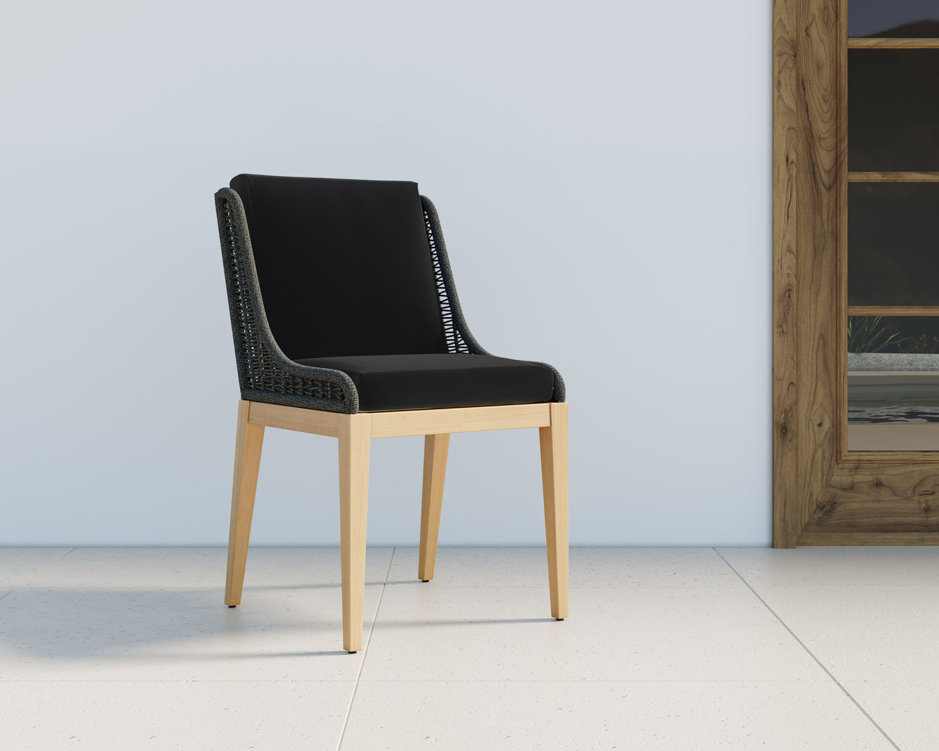 NAHLA SORRENTO DINING CHAIR - NATURAL - ARASHI BLACK