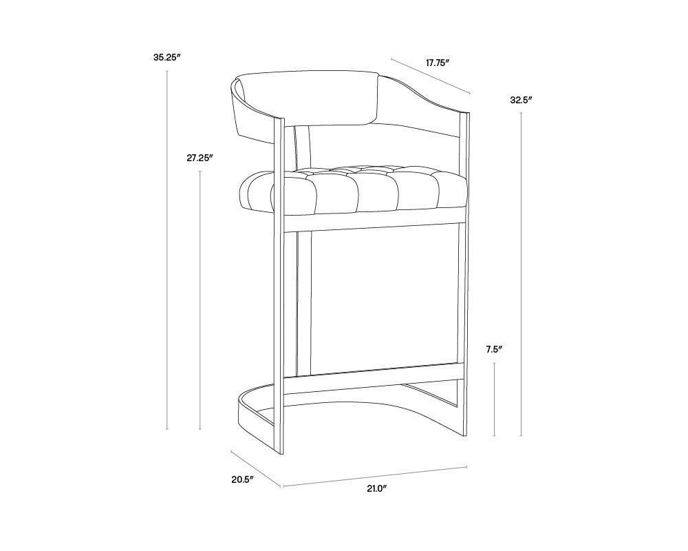 NAHLA BEAUMONT COUNTER STOOL - STAINLESS STEEL - CANTINA MAGNETITE