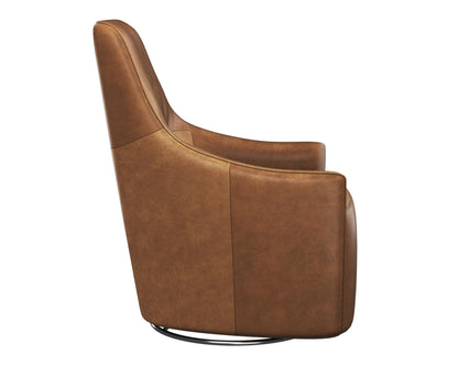NAHLA CARMINE SWIVEL LOUNGE CHAIR - COGNAC LEATHER