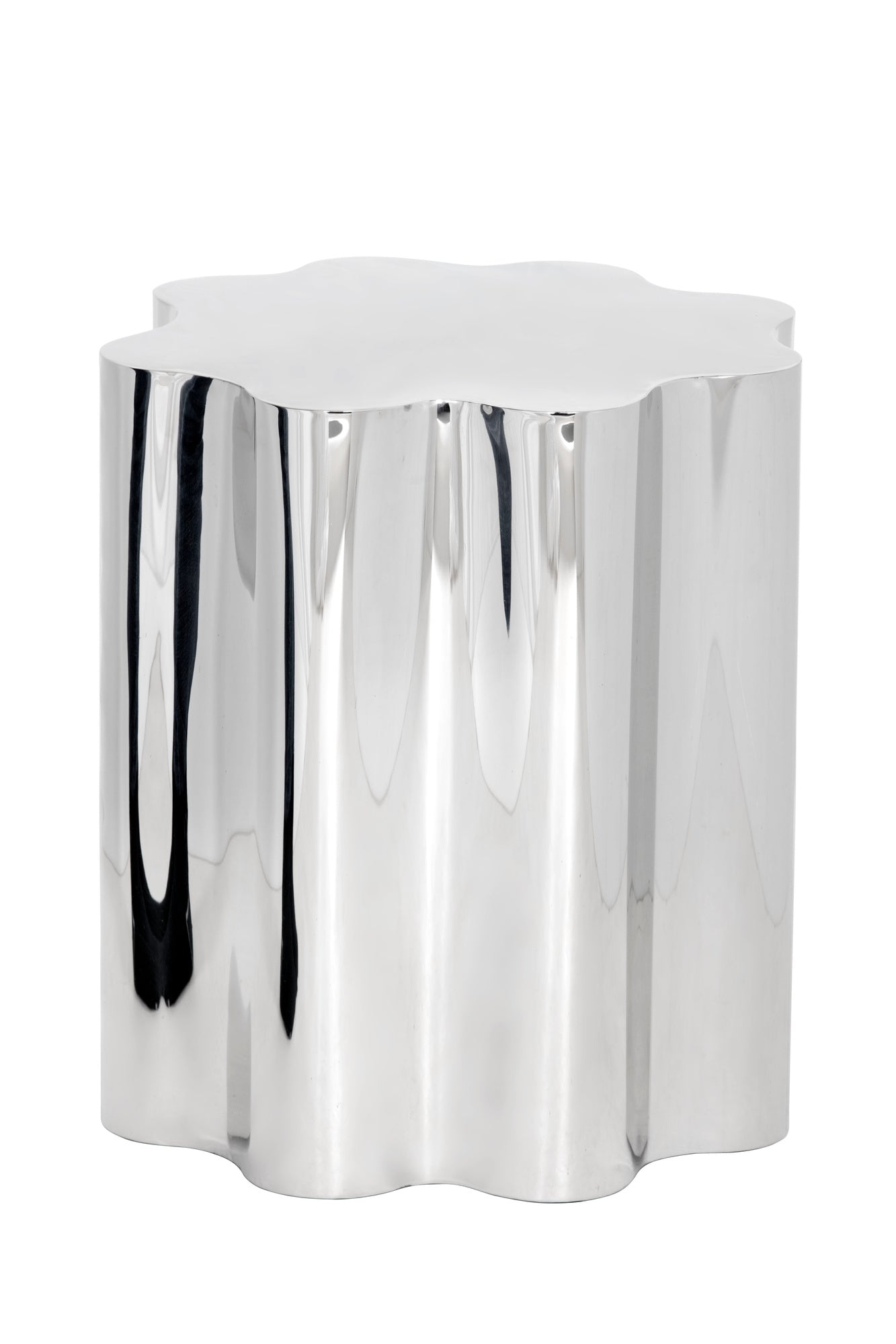 NAHLA DAHLIA END TABLE - STAINLESS STEEL