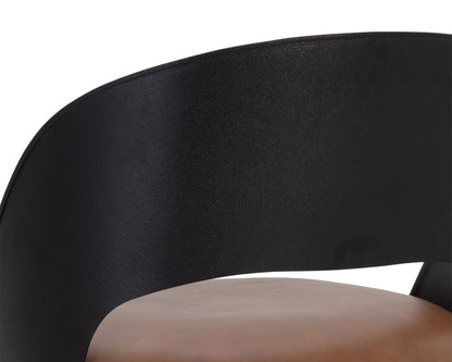 NAHLA DEZIRAE COUNTER STOOL - BLACK - COGNAC LEATHER