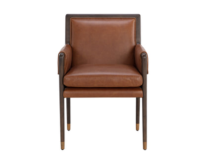 NAHLA MAUTI DINING ARMCHAIR - BROWN - SHALIMAR TOBACCO LEATHER