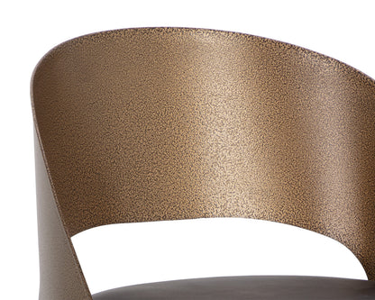 NAHLA DEZIRAE BARSTOOL - ANTIQUE BRASS - CHARCOAL BLACK LEATHER