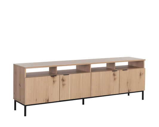 NAHLA AMBROSE MODULAR MEDIA CONSOLE AND CABINET - RUSTIC OAK - BLACK