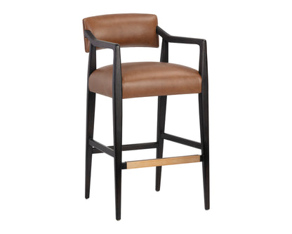 NAHLA KEAGAN BARSTOOL - SHALIMAR TOBACCO LEATHER