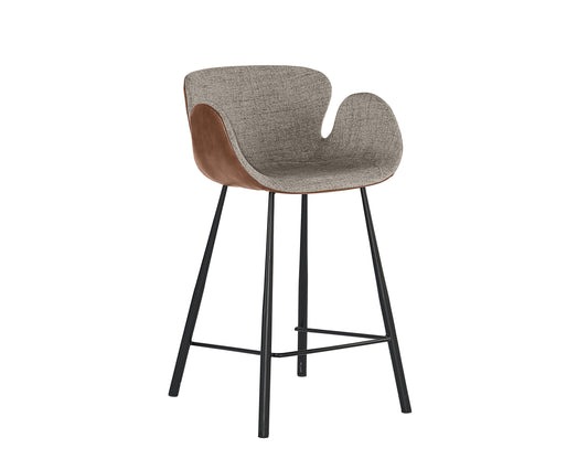 NAHLA WALDO COUNTER STOOL - NOVEMBER GREY / CINNAMON BROWN